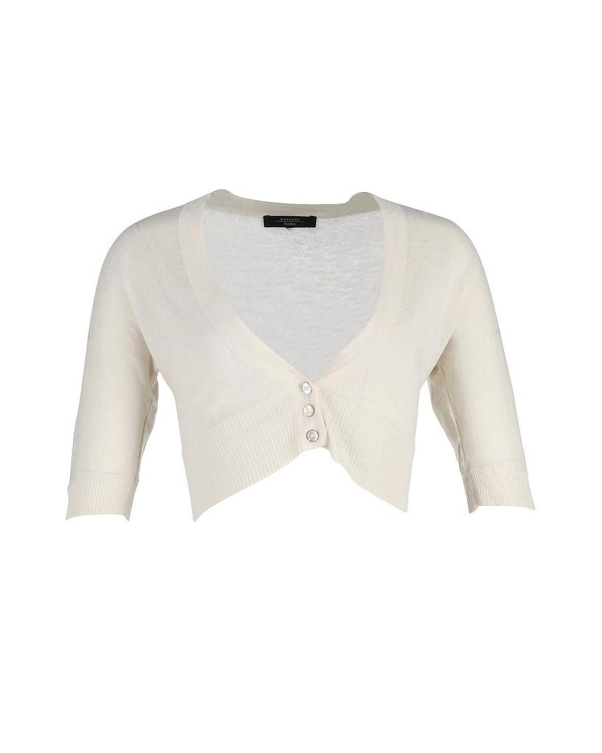 Max Mara Weekend Cropped Buttoned Cardigan in Cream Cotton