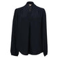 Michael Michael Kors  V-Neck Blouse in Navy Blue Silk