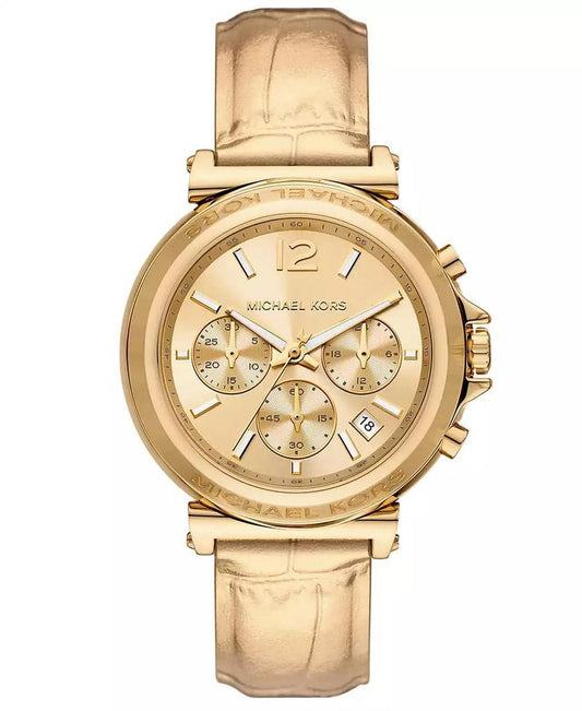 Women's Maren Chronograph Gold Metallic Leather Watch 40mm