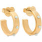 Gold-Tone Imitation Opal Huggie Hoop Earrings, 0.625"