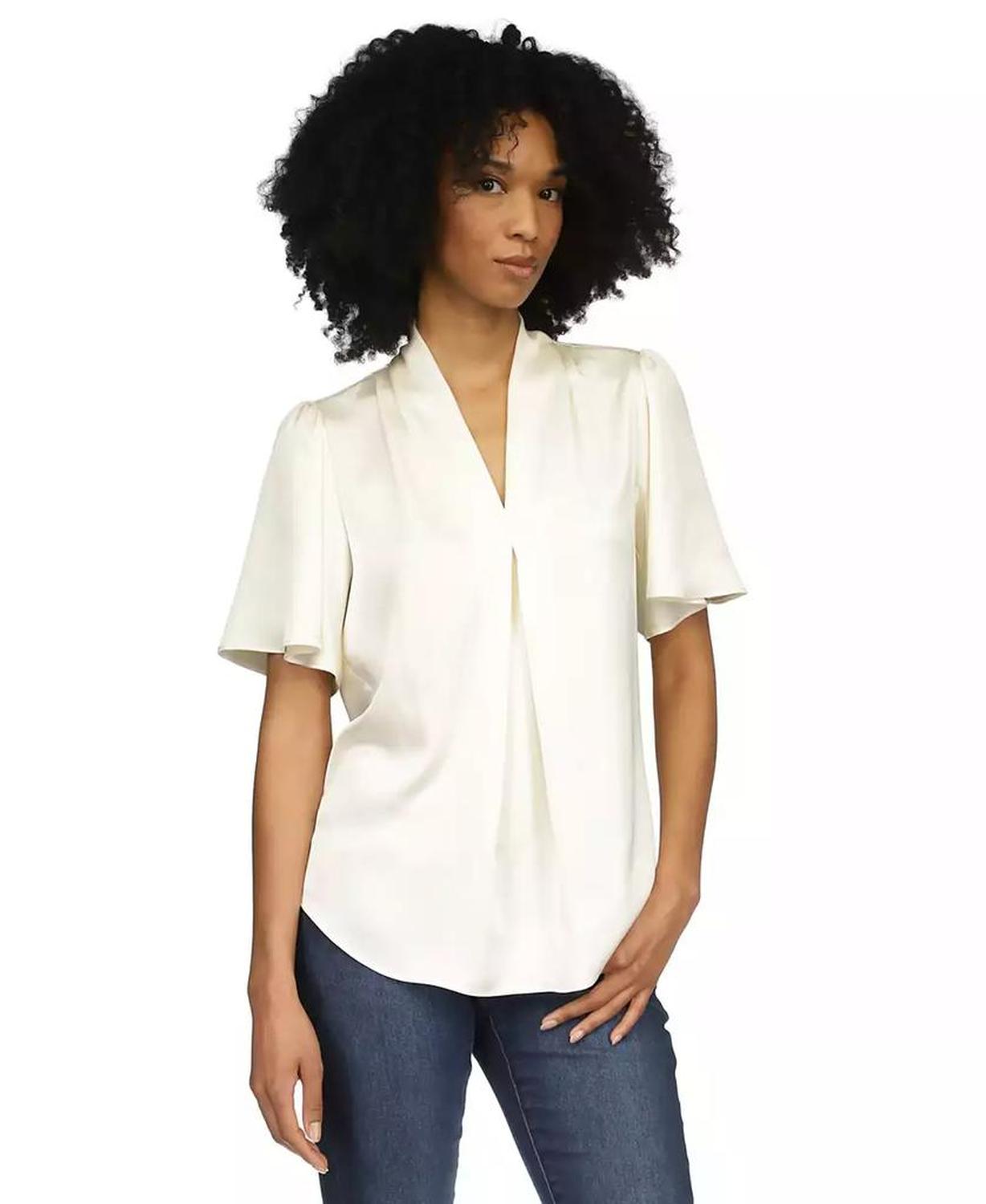 MICHAEL Women's Satin V-Neck Top