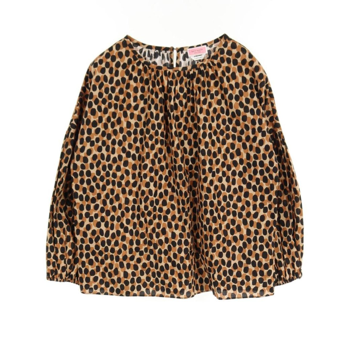 Around Town Top Blouse Leopard Cotton Beige