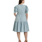 Plus-Size Chambray Puff-Sleeve Dress