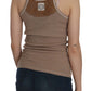 PINK MEMORIES Chic Brown Sleeveless Spaghetti Strap Top