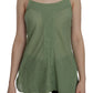 PINK MEMORIES Emerald Silk Spaghetti Strap Tank Top