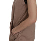 PINK MEMORIES Chic Sleeveless Cotton Cardigan Vest - Elegant Brown