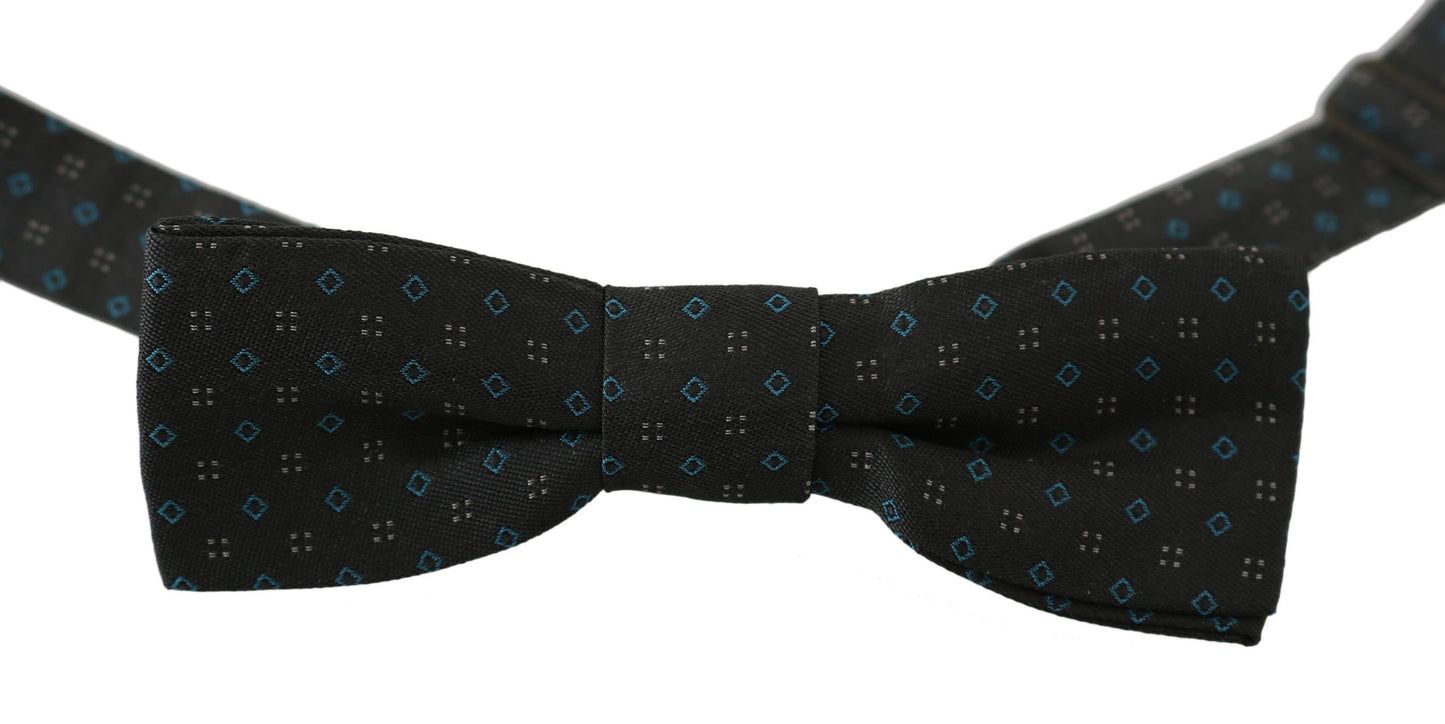 Dolce & Gabbana Elegant Gray Silk Patterned Bow Tie