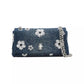 The Sequin Daisy Denim Dual Chain Shoulder Bag