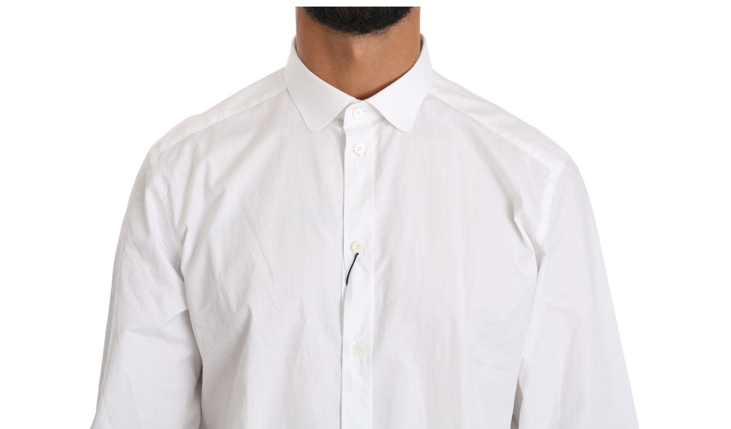 Dolce & Gabbana Elegant White Cotton Gold Fit Shirt