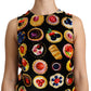 Dolce & Gabbana Chic Black Desserts Print Shift Mini Dress