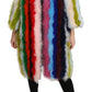 Dolce & Gabbana Elegant Multicolor Feather Long Coat Jacket