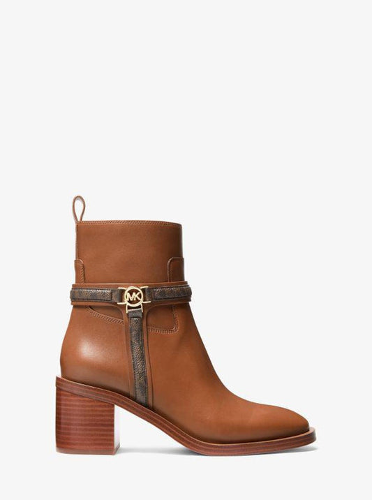 Mindy Leather and Signature Logo Trim Ankle Boot