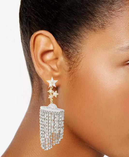 Gold-Tone Space Cadet Fringe Drop Earrings