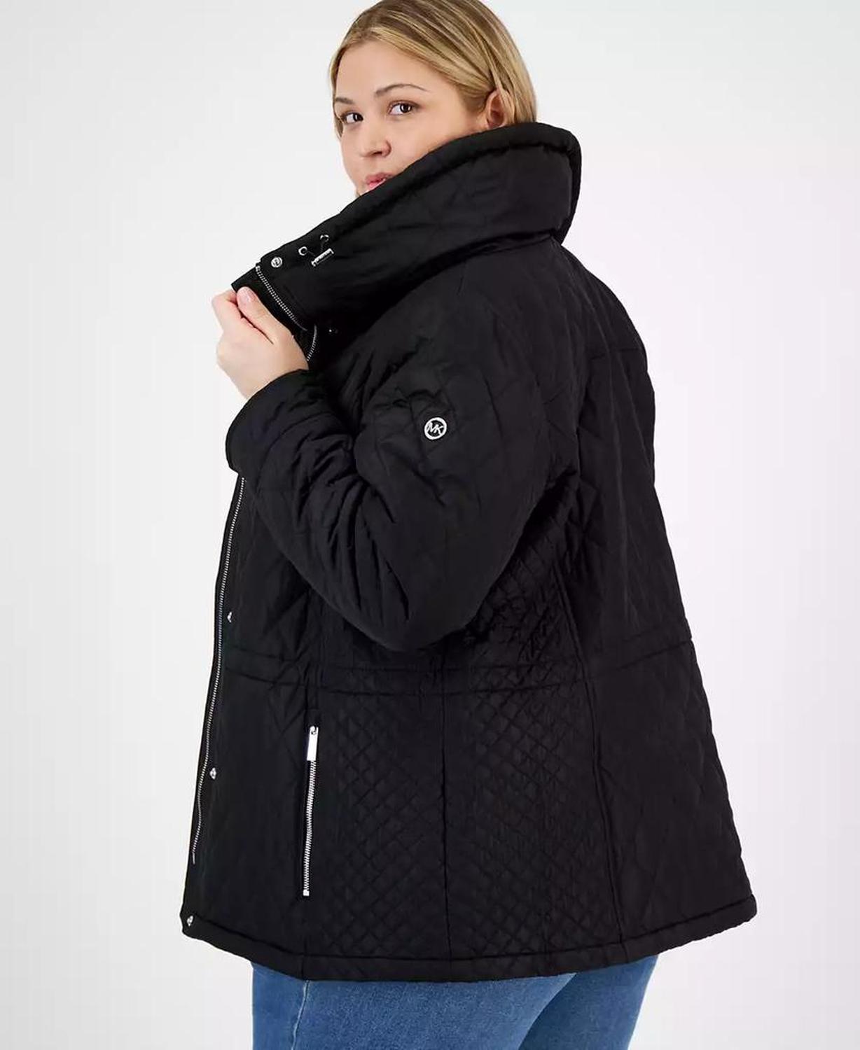 Plus Size Quilted Hooded Anorak Coat