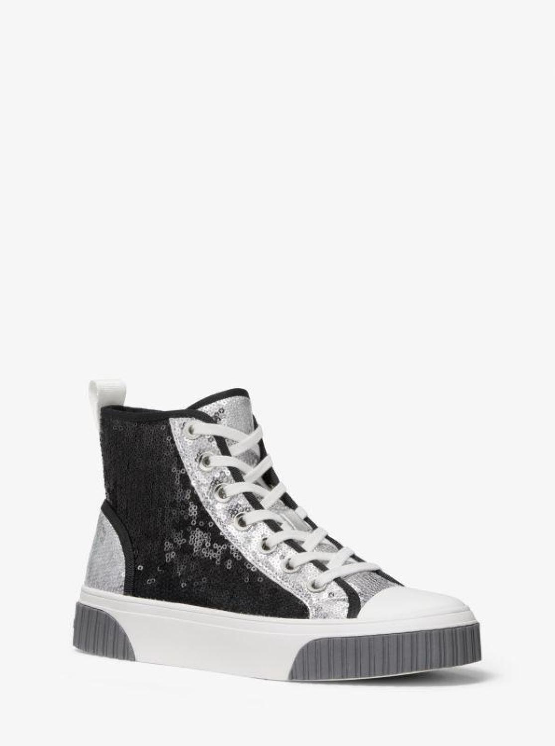 Gertie Two-Tone Sequined Canvas High-Top Sneaker