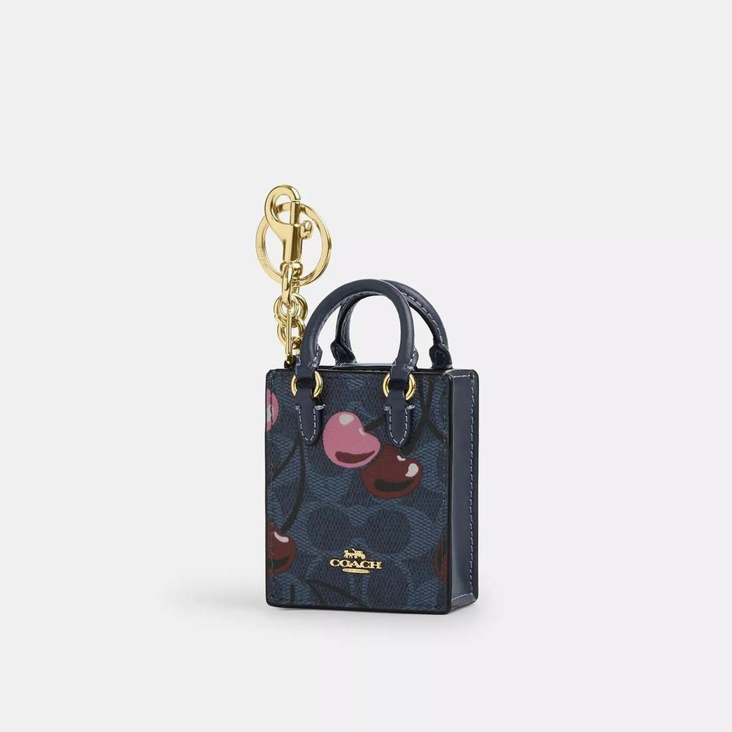 North/South Mini Tote Bag Charm In Signature Canvas With Cherry Print