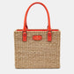 Kate Spade Beige/neon Orange Wicker And Leather Bucket Bag