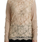 Dolce & Gabbana Elegant Beige Lace Crew Neck Cashmere Blouse