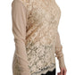 Dolce & Gabbana Elegant Beige Lace Crew Neck Cashmere Blouse