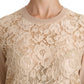 Dolce & Gabbana Elegant Beige Lace Crew Neck Cashmere Blouse