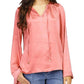 Petites Womens Satin Chain Neck Blouse