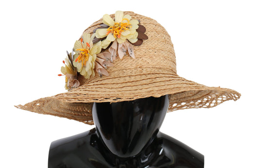 Dolce & Gabbana Elegant Beige Floral Bucket Hat