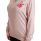 Dolce & Gabbana Pink Floral Silk V-Neck Sweater