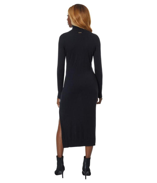 Turtleneck Slit Midi Dress