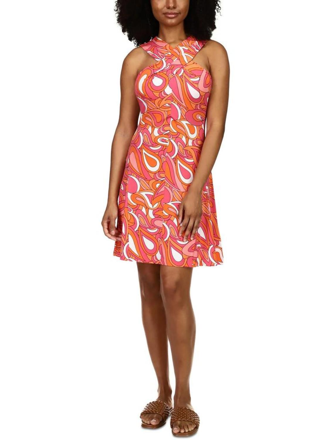 Womens Mini Printed Halter Dress