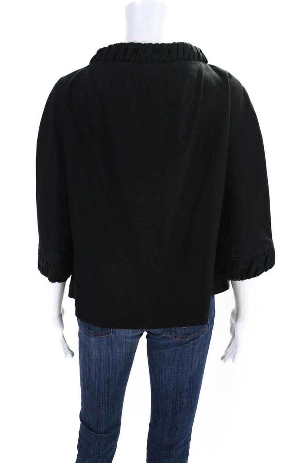 Marc Jacobs Womens Black Cotton Front Pocket Crew Neck 3/4 Sleeve Jacket