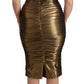 Dolce & Gabbana Gold Stretch Lame Ruched Dress