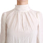 Dolce & Gabbana Elegant White Silk Turtle Neck Blouse