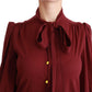 Dolce & Gabbana Elegant Maroon Silk Blend Polo Blouse