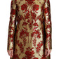 Dolce & Gabbana Elegant Gold Floral Brocade Trench Coat