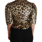 Dolce & Gabbana Gold Leopard Print Short Sleeve Blazer