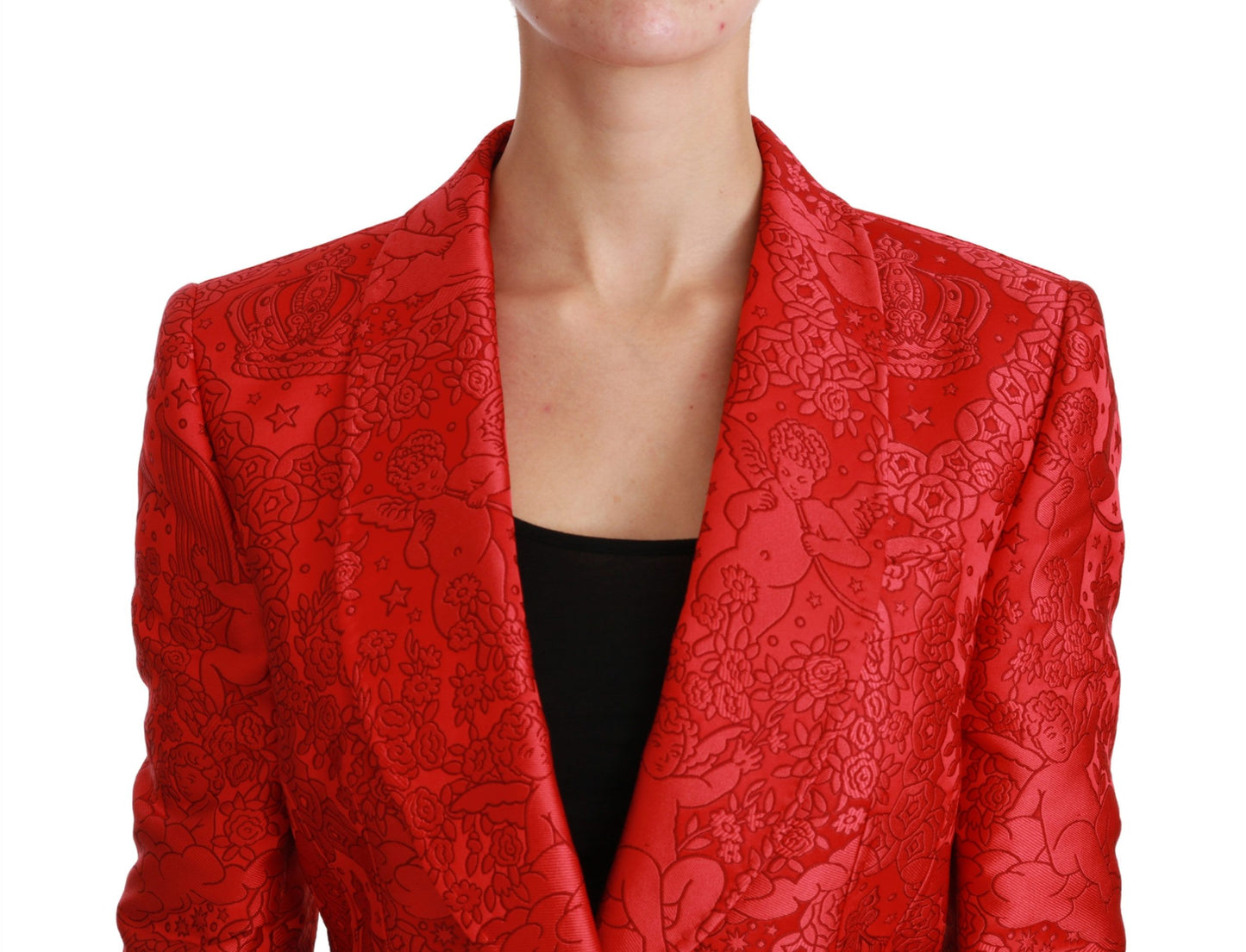 Dolce & Gabbana Red Floral Angel Pattern Blazer