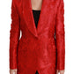 Dolce & Gabbana Red Floral Angel Pattern Blazer