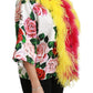 Dolce & Gabbana Elegant Floral Cape Jacket with Fur Details