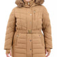 Plus Size Belted Faux-Fur-Trim Hooded Puffer Coat