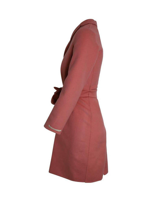 'S Max Mara Wrap Coat in Pink Wool