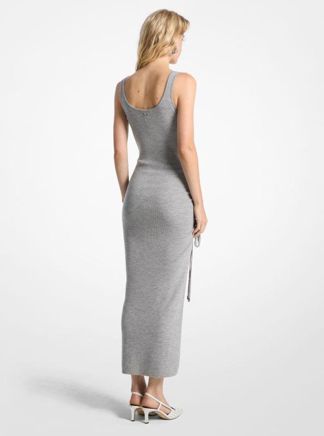 Stretch Wool Blend Ruched Tank Dress