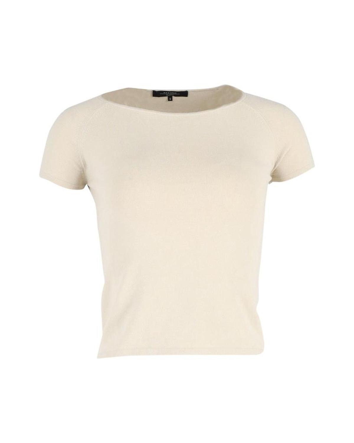 Max Mara Weekend Cap Sleeve T-shirt in Beige Cotton Wool