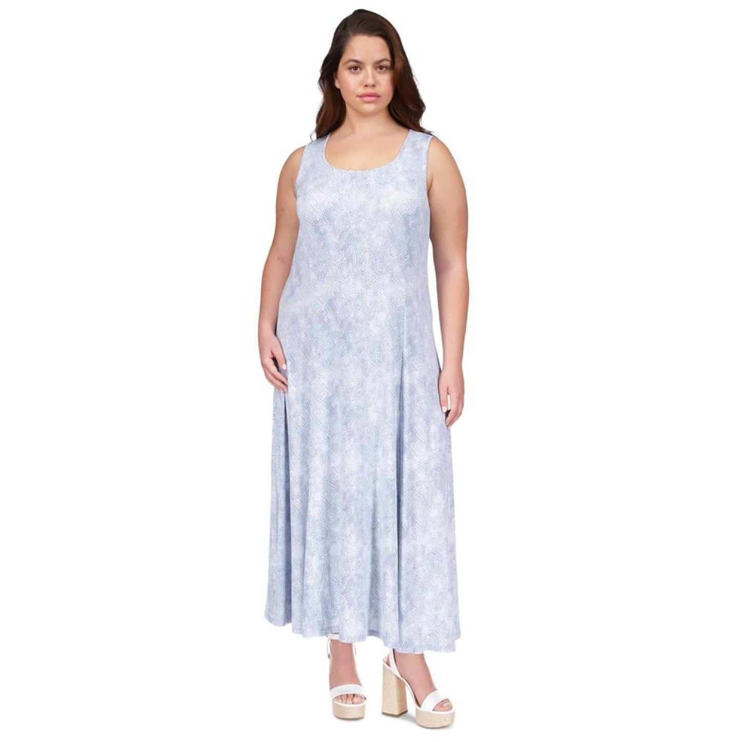 Plus Size Printed Sleeveless Maxi Dress