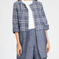 Carrie Car Linen Coat In Indigo Plaid