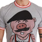 Dolce & Gabbana Chic Gray Cotton T-Shirt with Year of the Pig Motive