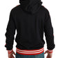 Dolce & Gabbana Elegant Black Hooded Sweater with Multicolor Motif