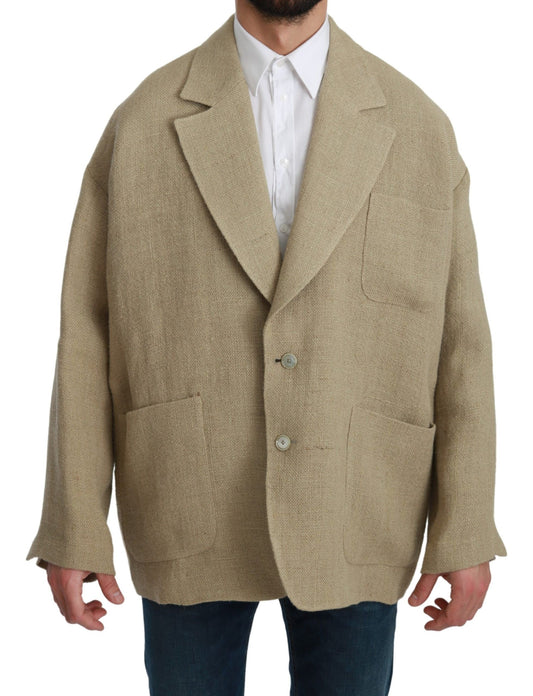 Dolce & Gabbana Chic Beige Jute Single-Breasted Blazer