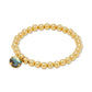 Gold-Tone Stone Charm Beaded Stretch Bracelet