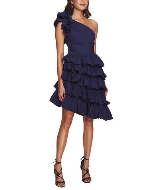 Marchesa Notte One-Shoulder Mini Dress