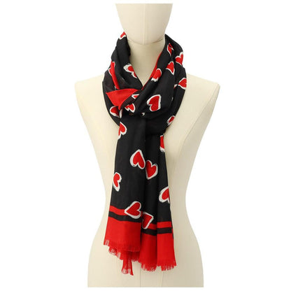 Women's Brushstroke Hearts Oblong Scarf